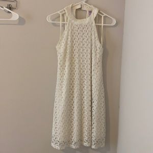 White eyelet shift dress